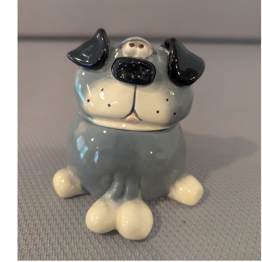 VTG Russ Berrie Douglas Signed It's a Dawg Life Ceramic Trinket Box Lidded Cute